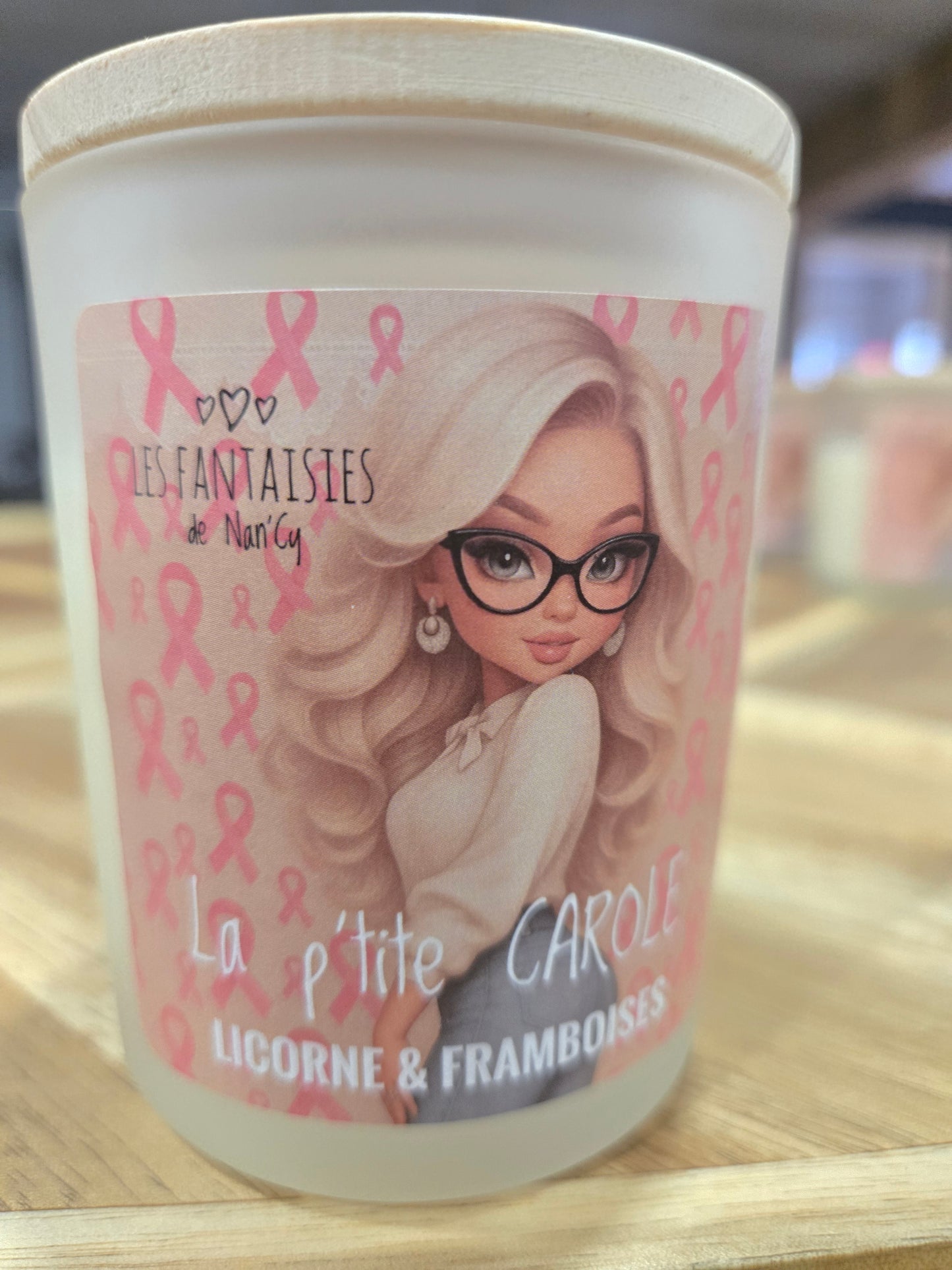Bougie La p'tite CAROLE (Licorne et Framboise) CANCER DU SEIN