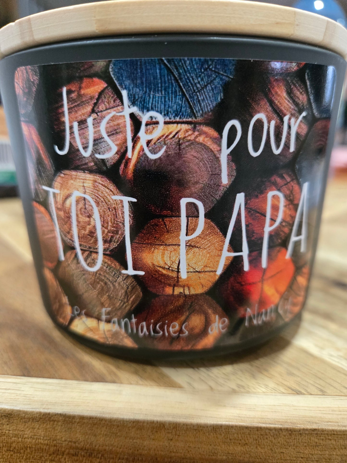 Bougie 3 mèches Fête des pères, boisé et bourbon pour homme