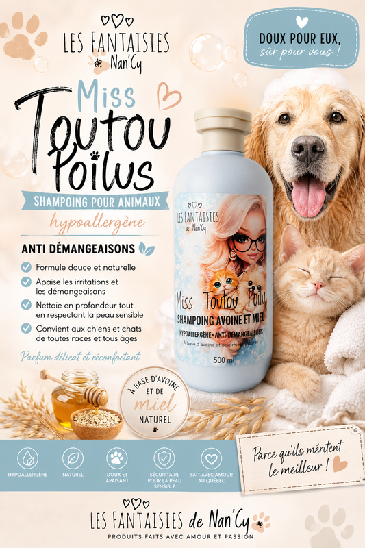 Shampoing pour animaux anti- démangeaisons, hypoallergêne