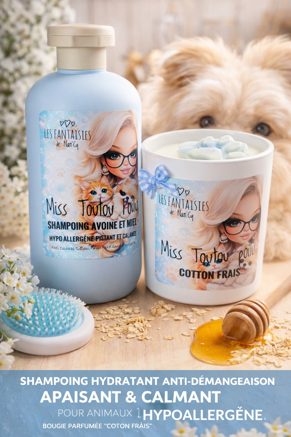 Shampoing pour animaux anti- démangeaisons, hypoallergêne