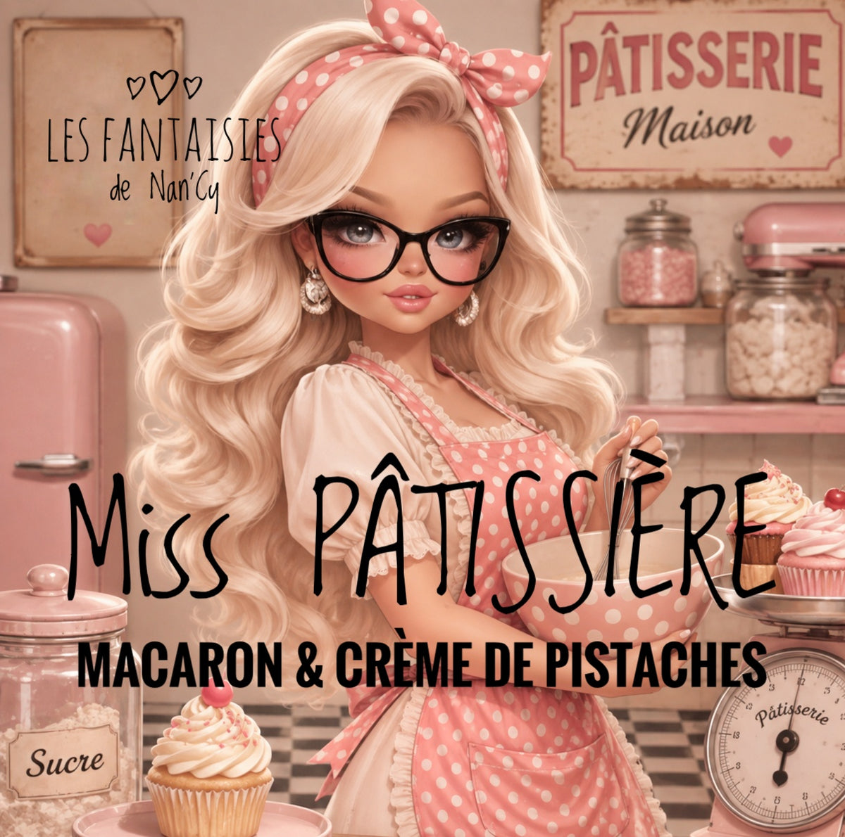 Bougie Miss Pâtissière (macaron et crème de pistache)